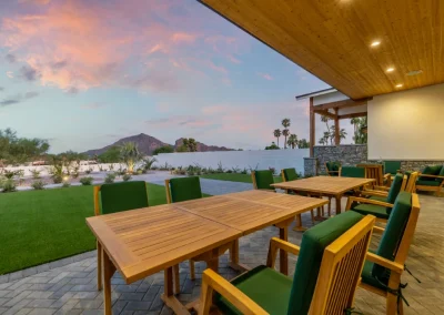 Assisted Living Paradise Valley Hummingbird Backyard Benches in the Afternoon